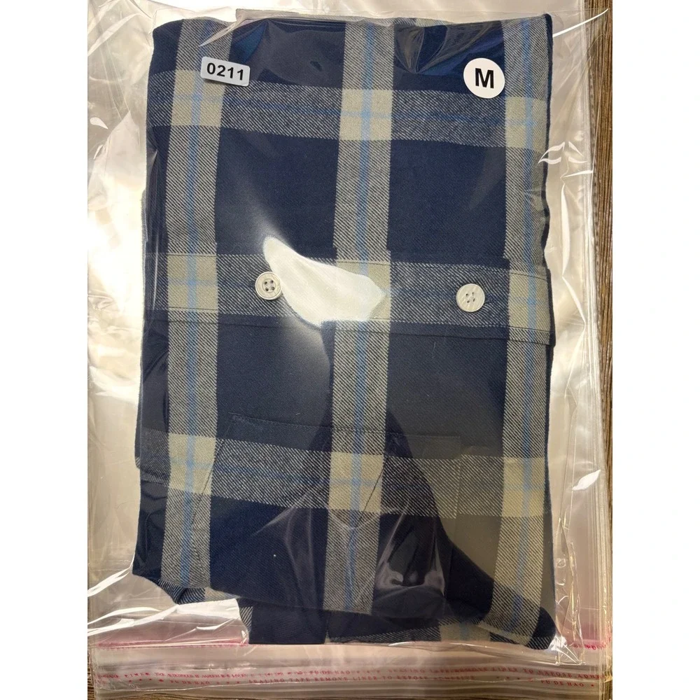 UNTUCKit Mens Slim Fit Plaid Button Down Shirt Blue White Cotton Medium 0211 - Picture 4 of 4